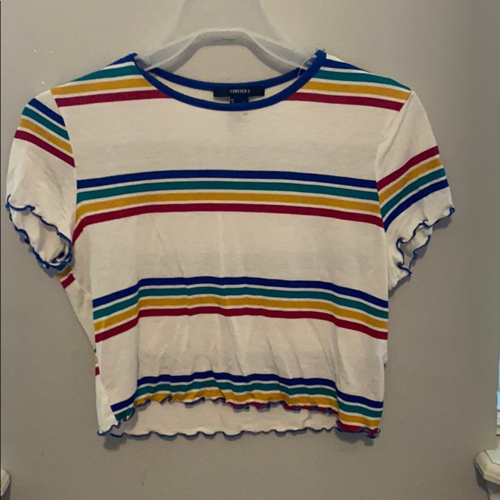 rainbow striped crop top